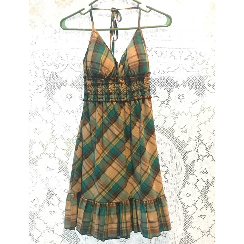 NWT Plaid Halter Dress